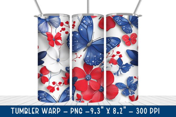 3D 4th of July Butterfly Flower Tumbler: A Unique and Stylish Drinkware Design