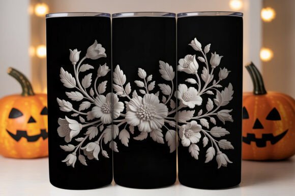 3D Bas-Relief Floral Tumbler Wrap