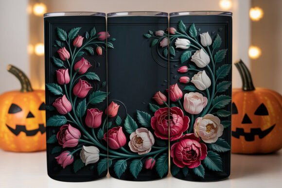 3D Bas-Relief Floral Tumbler Wrap