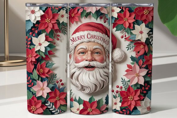 3D Floral Santa 20oz Tumbler Wrap: A Festive and Versatile Design Solution