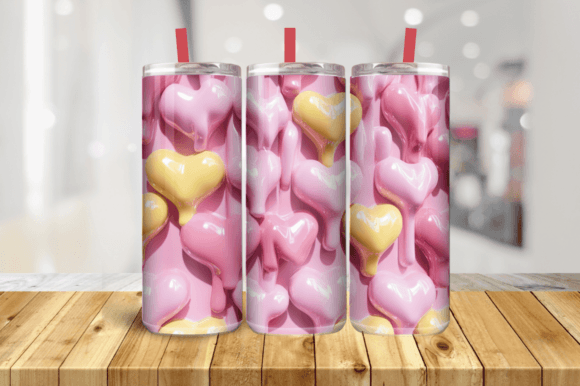 3D Glossy Dripping Heart 20oz Tumbler PNG: Elevate Your Tumbler Designs with a Unique Touch