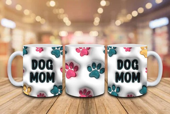 3D Inflated Dog Mom PNG Mug Wrap: A Unique Gift for Dog Enthusiasts