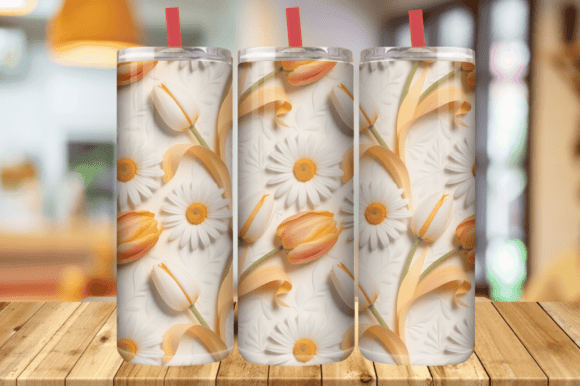 3D Orange Tulips Flowers 20oz Skinny: A Splash of Elegance for Your Tumblers
