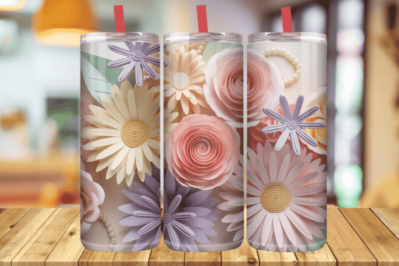 3D Pastel Flowers Tumbler Wrap: A Unique Design