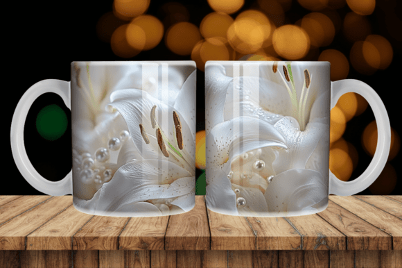 3D Pearl Gold Lily Flowers Botanical