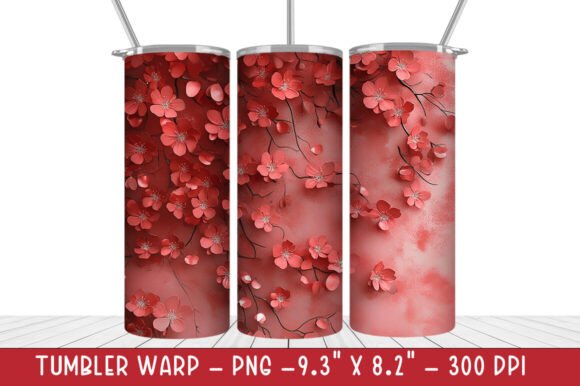 3D Red Cherry Blossom Tumbler Wrap: A Versatile and Stylish Design for Your Drinkware
