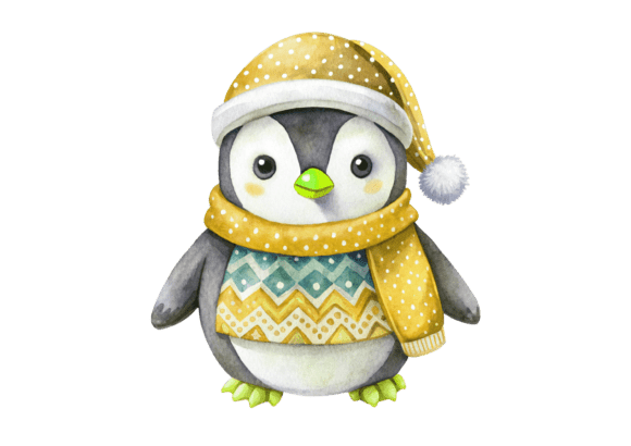 3D Watercolor Cute Penguin Christmas Hat: A Versatile Design for Your Creative Projects