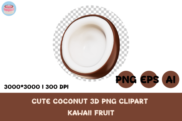 Add a Touch of Tropical Charm with Cute Coconut 3D PNG Clipart Kawaii Fruit