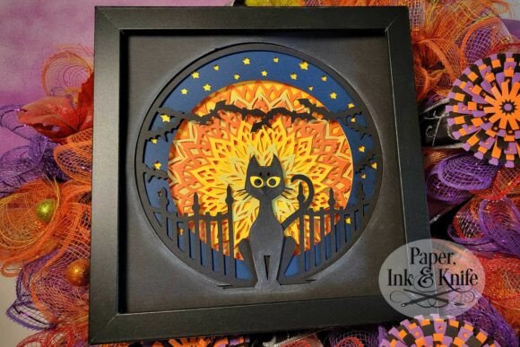 Creating Stunning 3D Shadowbox Art with Cat and Mandala Moon SVG Templates