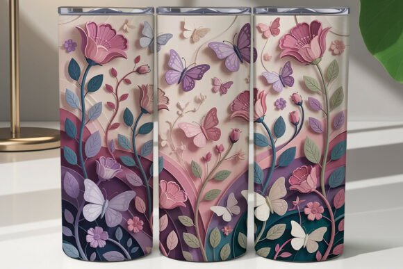 Discover the Elegance of 3D Floral Butterfly 20oz Tumbler Wrap