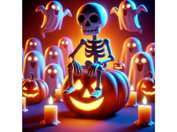 Discover the Versatility of a 3D Happy Skeleton Sitting on a Glowi