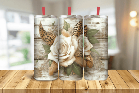 Elevate Your Tumbler Designs with 3D Roses and Leopard Print Boho Tumbler Wrap