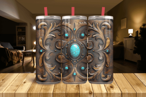 Elevate Your Tumbler Designs with 3D Western Leather Tumbler Wrap
