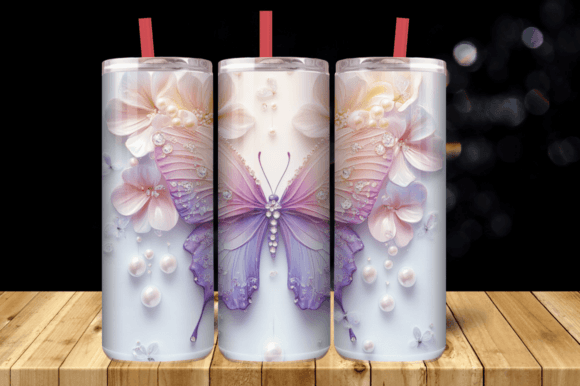 Elevate Your Tumbler Designs with the 3D Butterfly Tumbler Wrap 20 Oz Skinny