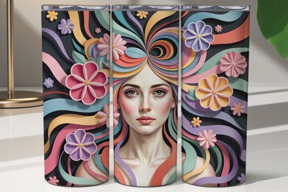 Embrace Elegance with 3D Paper Art Floral Woman 20oz Tumbler