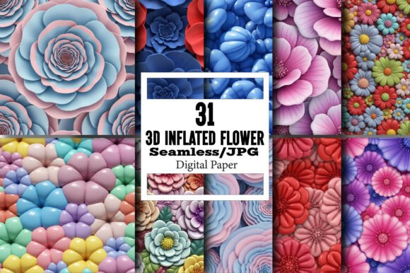 Explore 3D Inflated Flower Digital Paper