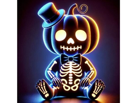 Exploring the 3D Baby Skeleton with a Glowing Pump: A Unique and Versatile Design Asset