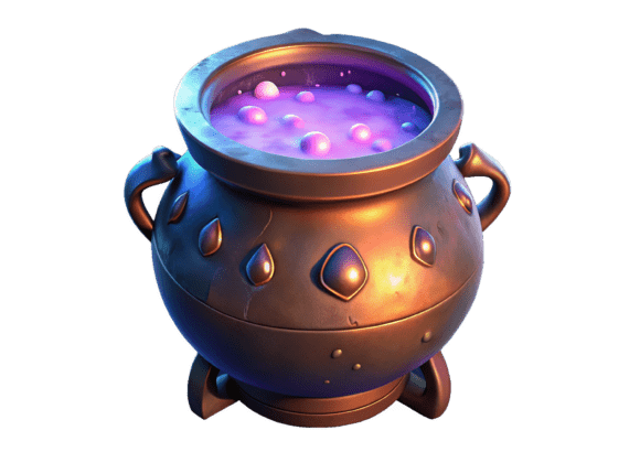 Eye-Catching Cauldron with Green Bubbling 3D Render