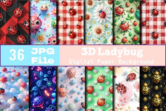 Seamless 3D Ladybug Digital Papers: A Versatile and Vibrant Solution for Your Creative Projects