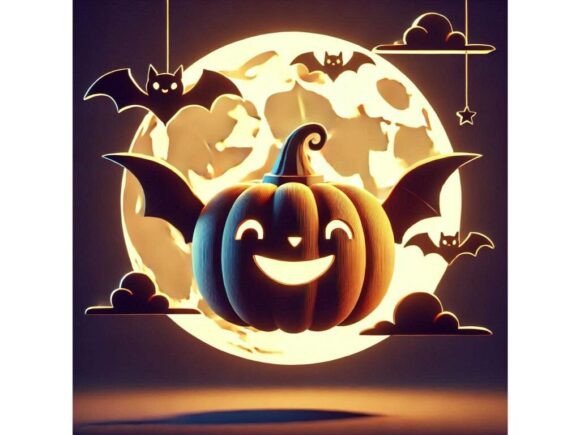 Spooky and Stylish: 3D Jacko’lantern with Bat Wings
