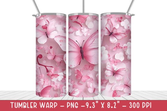 Strategic Use of 3D Pink Butterflies Cherry Tumbler PNG for Enhanced Branding and Creativity