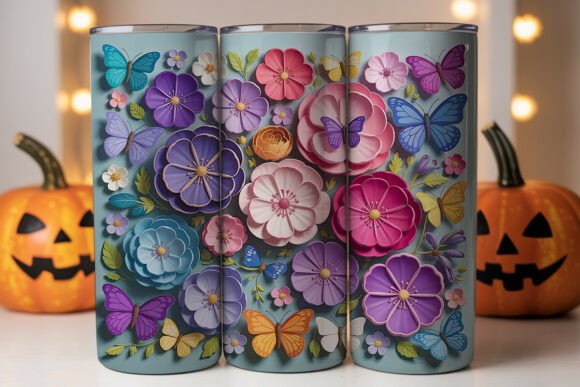 Transform Your Tumbler with a 3D Floral Butterfly Tumbler Wrap