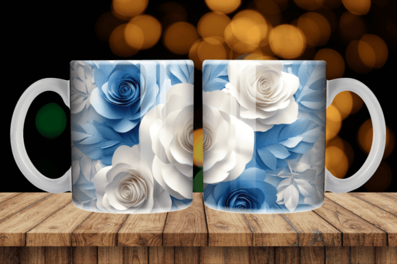 Transform Your Tumblers with 3D Blue and White Flower Wrap