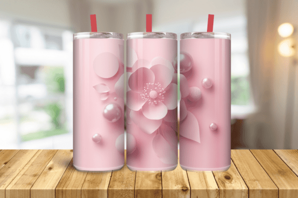 Transform Your Tumblers with 3D Pink Pearls 20oz Sublimation Skinny T Designs