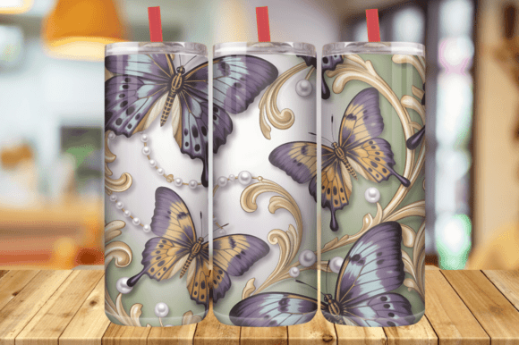 Transform Your Tumblers with the Purple Gold 3D Butterfly Tumbler Wrap