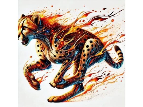 Unleash Creativity with A 3D Cheetah Cub and Its Dynamic, Fiery Pat