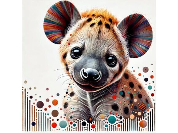 Unlocking Creativity and Strategic Value with A 3D Baby Hyena with Abstract Dot and St